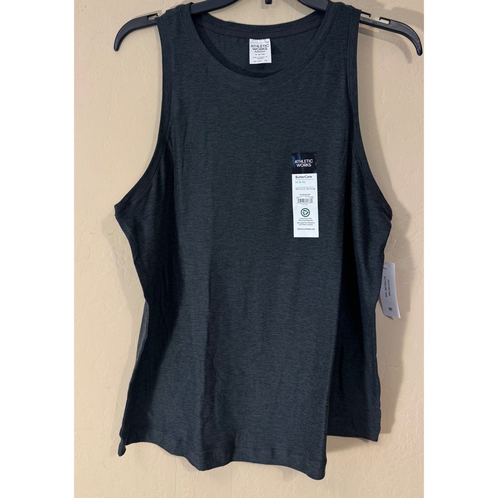 Athletic Works Tank Top Women M 8-10 Charcoal Black Soot ButterCore Gym Yoga NEW